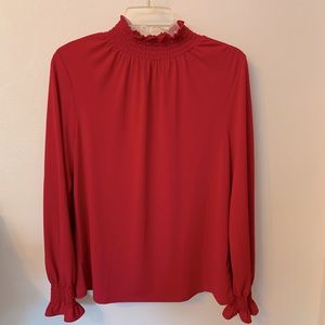 Mock turtleneck top in beautiful deep red color.